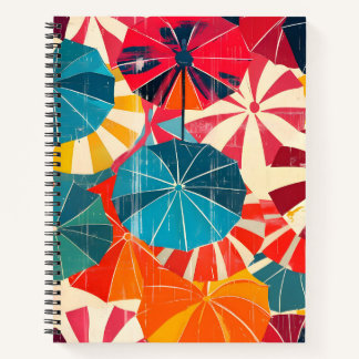 Retro Paraplu Regenachtige Dag Pop Art Notitieboek