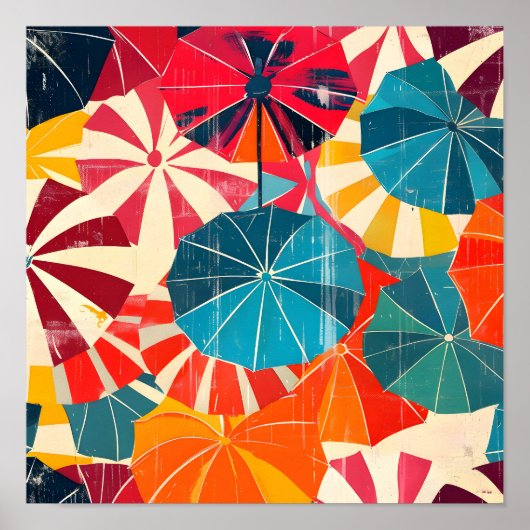 Retro Paraplu Regenachtige Dag Pop Art Poster (Voorkant)