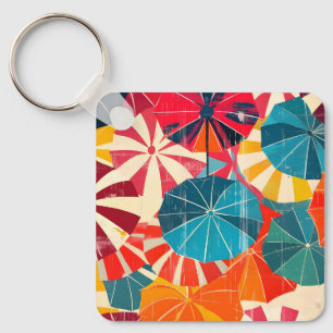 Retro Paraplu Regenachtige Dag Pop Art Sleutelhanger