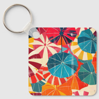 Retro Paraplu Regenachtige Dag Pop Art Sleutelhanger