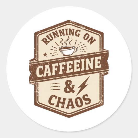 Retro Parent and Coffee Lover Humor Ronde Sticker (Voorkant)