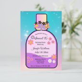 retro parfum zoet 16 holografische sparkles kaart (Staand voorkant)