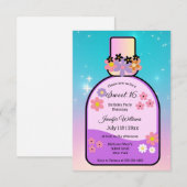 retro parfum zoet 16 holografische sparkles kaart (Voorkant / Achterkant)