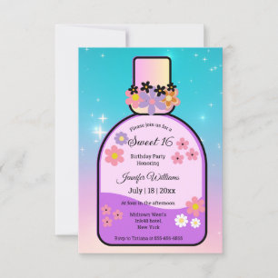 retro parfum zoet 16 holografische sparkles kaart