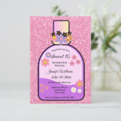 retro parfum zoet 16 roze glitters bloemige schatt kaart (Staand voorkant)