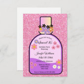 retro parfum zoet 16 roze glitters bloemige schatt kaart (Voorkant / Achterkant)