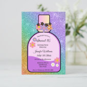 retro parfumfles zoet 16 holografische glitters kaart (Staand voorkant)