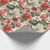  retro parfumflessen Kerstbloemen Cadeaupapier (Hoek)