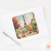 Retro Parijs Landmark Reisaccent Vierkante Sticker (Envelop)