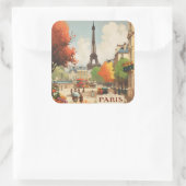 Retro Parijs Landmark Reisaccent Vierkante Sticker (Tas)