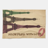 Retro Parijs met liefde Eiffeltoren Theedoek (Horizontaal)