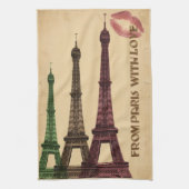Retro Parijs met liefde Eiffeltoren Theedoek (Verticaal)