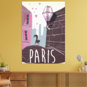 Retro Parijs vakantieposter Canvas Afdruk (Insitu (Woonkamer))