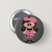 Retro Paris Artist Girl Ronde Button 5,7 Cm (Voorkant /achterkant)