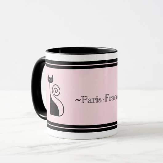 Retro Paris Chic Kitty Cat Mok (Voorkant links)