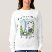 Retro Paris Eiffel Tower Art Print Trui (Voorkant)