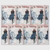  Retro Paris Frankrijk kerstkunst Cadeaupapier (Vlak)