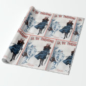 Retro Paris Frankrijk kerstkunst Cadeaupapier (Uitgerold)