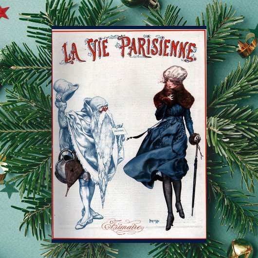  Retro Paris Frankrijk kerstkunst Feestdagen Kaart