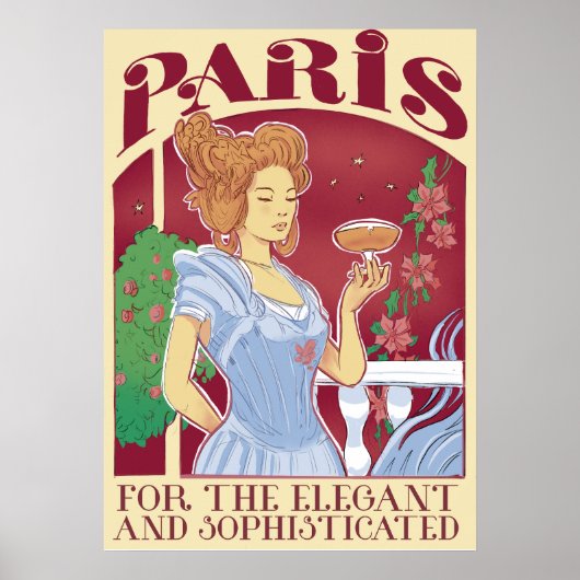 Retro Paris Frankrijk Reizen Poster Print (Voorkant)