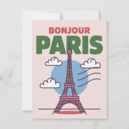 Retro Paris Iconic Eiffel Tower French City Briefkaart