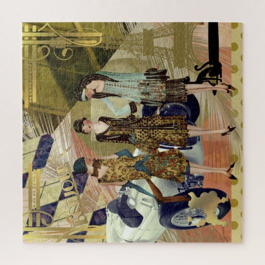 Retro Paris Mode Scène Puzzel Legpuzzel (Verticaal)