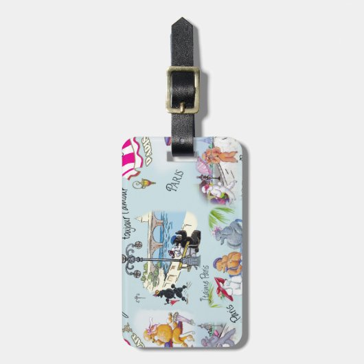 Retro Paris Podle Collage Bagagelabel (Voorkant verticaal)