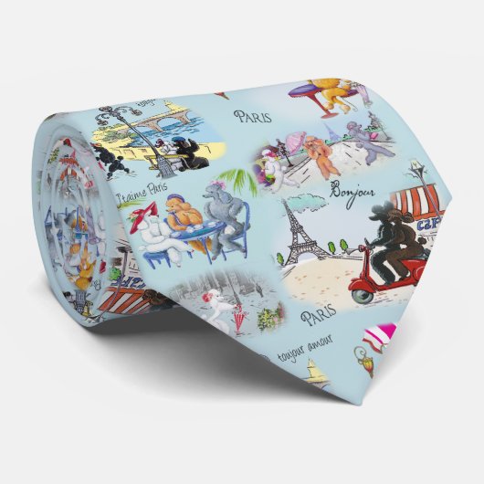 Retro Paris Podle Collage Stropdas (Opgerold)
