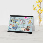 Retro Paris poedel collage Kaart (Gele Bloem)