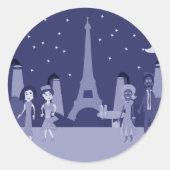 Retro Paris Ronde Sticker (Voorkant)