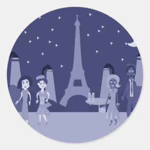 Retro Paris Ronde Sticker