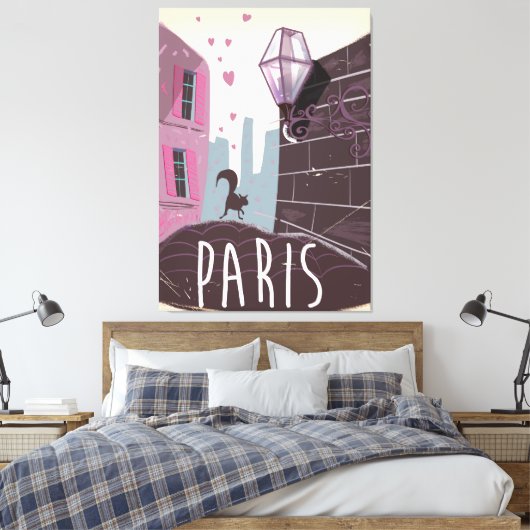 Retro Paris Vacation poster Canvas Afdruk (Insitu (Slaapkamer))