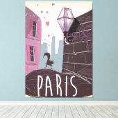 Retro Paris Vacation poster Canvas Afdruk (Insitu (Houten vloer))