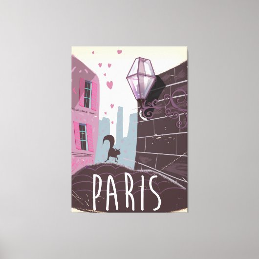 Retro Paris Vacation poster Canvas Afdruk (Voorkant)