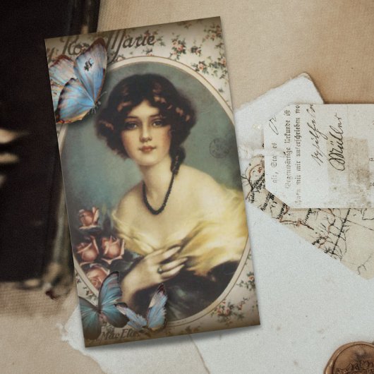 retro parisian mode floral Victoriaans Visitekaartje