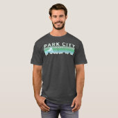 Retro Park City Utah Distress Skiing T-shirt (Voorkant volledig)