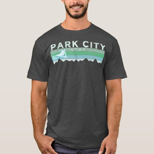 Retro Park City Utah Distress Skiing T-shirt (Voorkant)