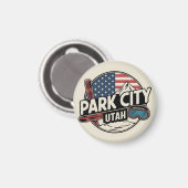 Retro Park City Utah Mountain geschenken Magneet (Voorkant / Achterkant)