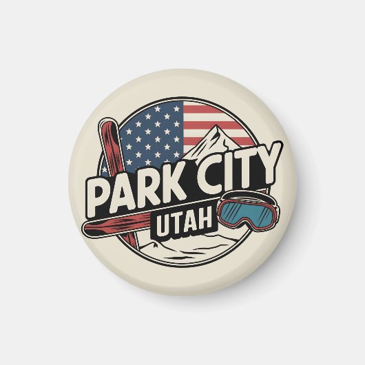 Retro Park City Utah Mountain geschenken Magneet (Voorkant)