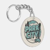 Retro Park City Utah Mountain geschenken Sleutelhanger (Voorkant Links)
