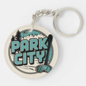 Retro Park City Utah Mountain geschenken Sleutelhanger (Achterkant)