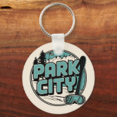 Retro Park City Utah Mountain geschenken Sleutelhanger (Achterkant)