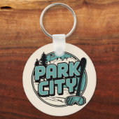 Retro Park City Utah Mountain geschenken Sleutelhanger (Voorkant)