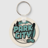 Retro Park City Utah Mountain geschenken Sleutelhanger (Achterkant)