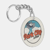  Retro Park City Utah Mountain geschenken Sleutelhanger (Voorkant Links)