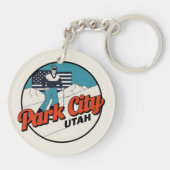  Retro Park City Utah Mountain geschenken Sleutelhanger (Achterkant)