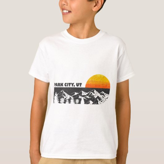 Retro Park City Utah Mountain Sunset Winter T-shirt (Voorkant)