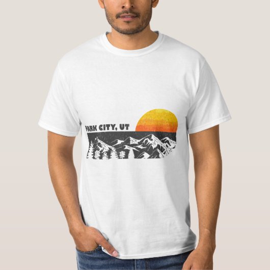 Retro Park City Utah Mountain Sunset Winter  T-shirt (Voorkant)