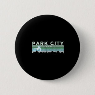Retro Park City, Utah noodlijdend skiën Ronde Button 5,7 Cm