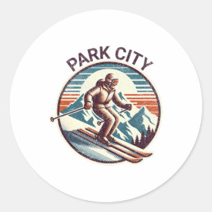 Retro Park City Utah Ski Resort Winterski Ronde Sticker